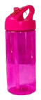 Botella de agua infantil rosada con pajilla