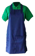 Delantal azul de trabajo con bolsillo frontal